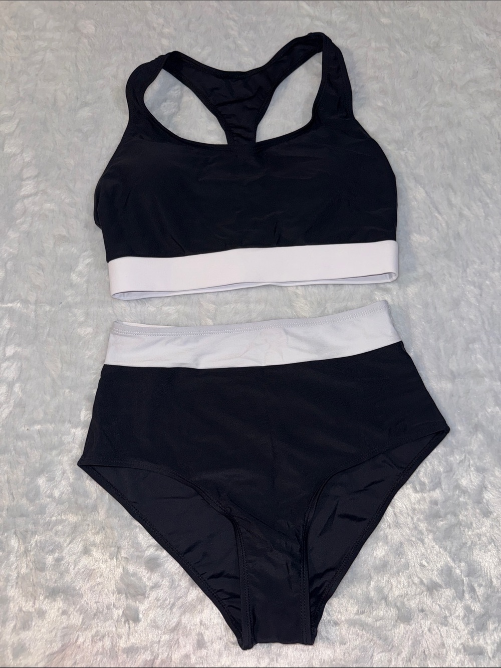NWOT Black & White High-Waist Sport Bikini Set